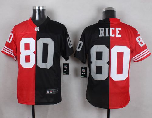 Men's San Francisco 49ers Active Player Custom Split Red/Black Two Tone Las Vegas Raiders Stitched Football Jersey
